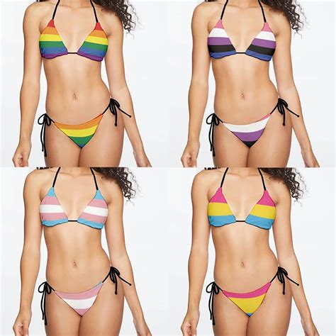 Bikini Con Estampado De Arco Ris Para Mujer Traje De Ba O Sexy Conjunto
