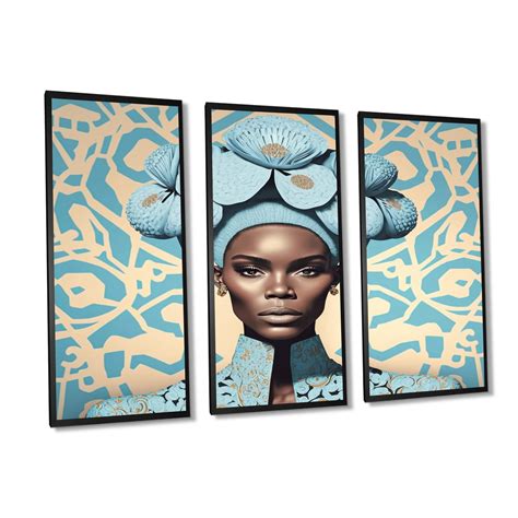 Designart Retro Haute Couture African American Lady V African American Framed Canvas Wall Art