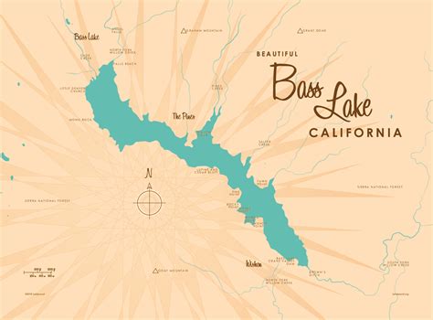 Bass Lake Ca Lake Map Murals Your Way