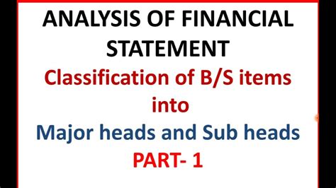 Company Balance Sheet Classification Of Balance Sheet Items Into Major