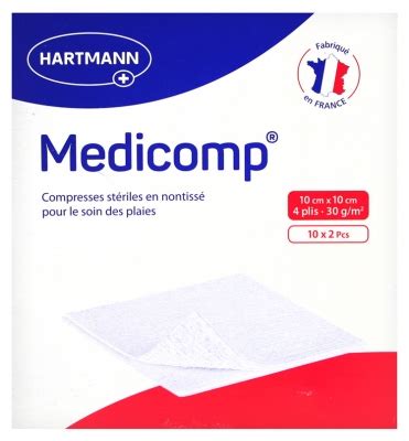 Hartmann Medicomp Compresses en Non Tissé Stériles 10 x 10 cm 10 x 2