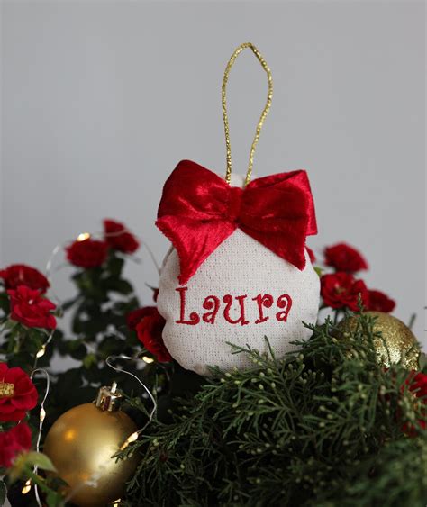 Palline Di Natale Personalizzate Stoffa Con Fiocco Etsy