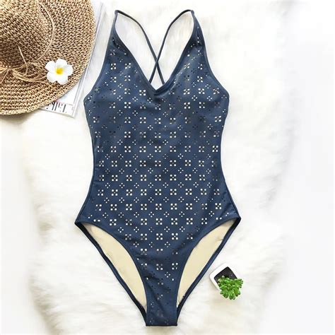 Cupshe Kiss The Sky V Neck One Piece Swimsuit Summer Sexy Hollow Bikini