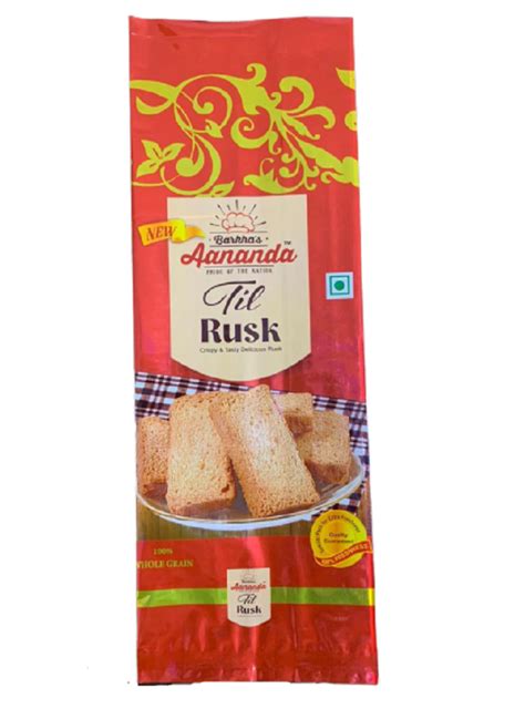 Heat Seal Printed Rusk Packaging 3 Layer Laminated Pouch Capacity 100