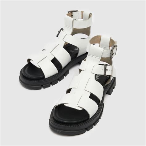 Womens White Schuh Trace Leather Chunky Sandals Schuh