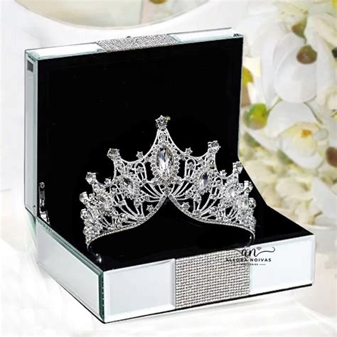 Coroa De Noiva Tiara Luxuosa Banho De Prata Dubai Elo