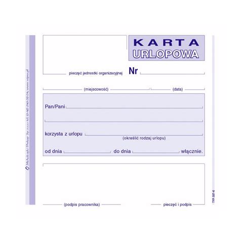 Karta Urlopowa MiP 507 6 A6