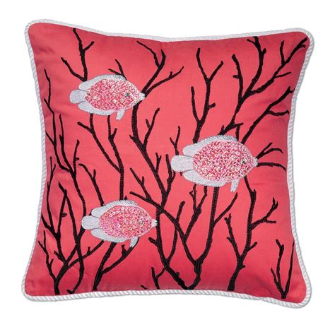 Pink And Coral Trio Of Fish Pillow Fish Pillow Pillows Throw Pillows