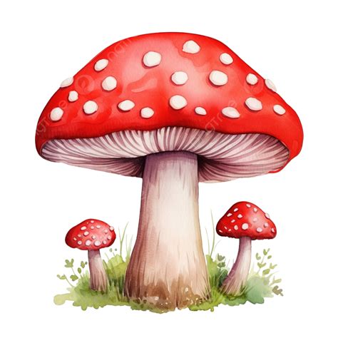 Red Mushroom Watercolor Illustration Fungi Mushroom Fungus Png