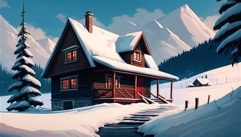 Wallpaper Ai Art Illustration Winter Snow House Mountains