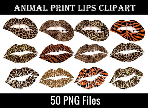 Animal Print Lips Kisses Clipart Custom Invitations Digital - Etsy