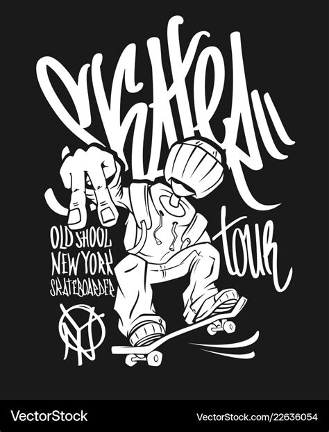 Skater tour t-shirt graphics design Royalty Free Vector