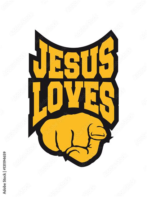 Logo jesus loves you you love you finger show hand funny god design Stock Illustration | Adobe Stock