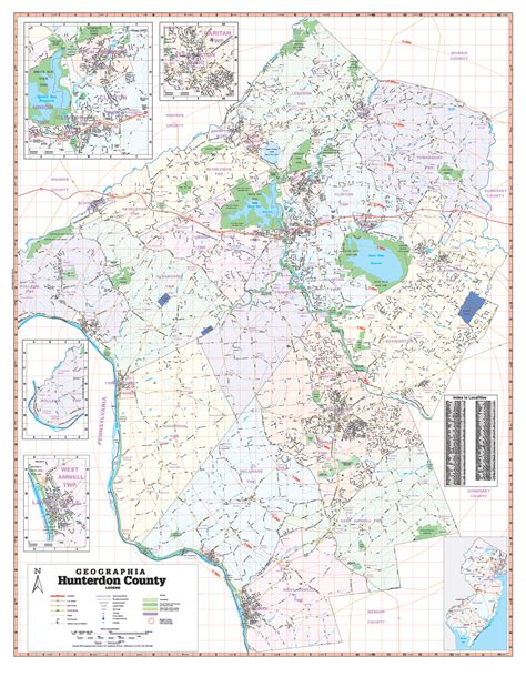 Hunterdon County, NJ Wall Map - Large Laminated