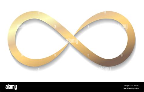 Gold Infinity Symbol With Shadow Isolated On A White Background Vector Illustration Stock