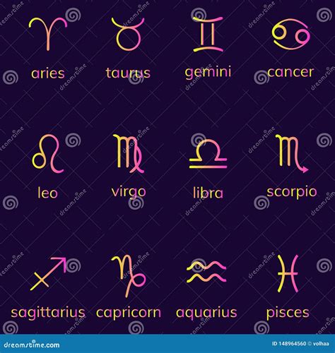 Segni Dello Zodiaco Messi Su Fondo Scuro Oroscopo Illustrazione