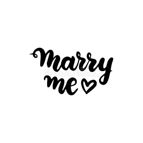 Marry Me Handwritten Quote Hand Drawn Romantic Ink Lettering