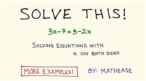 Solving Equations With X On Both Sides Example Problems YouTube