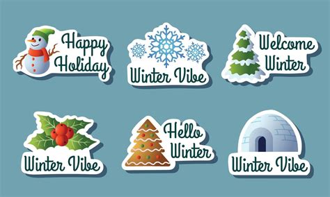 Winter Themed Stickers Set 14761965 Vector Art At Vecteezy