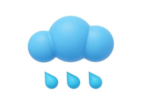 Premium Photo | Blue cartoon cloud with rain 3d rendering icon on white ...