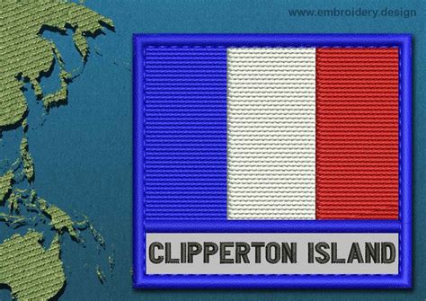 Clipperton Island Customizable Text Flag Embroidery design with a Colour Coded Border