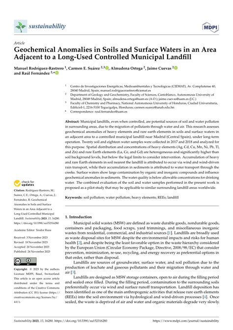 PDF Geochemical Anomalies In Soils And Surface Waters In An Area