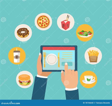 Concept For Delivery And Order Food For App Stock Vector