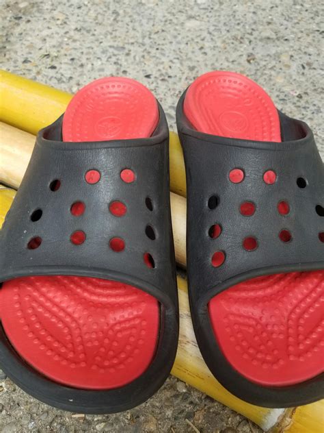 Crocs Crocs Slides Red And Black Shoes Mens 6 Womens 8 Grailed