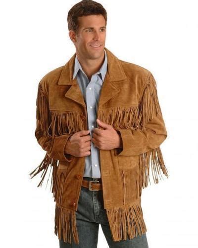 Men Western Cowboy Suede Fringe Jacket Native American Fringe Leather