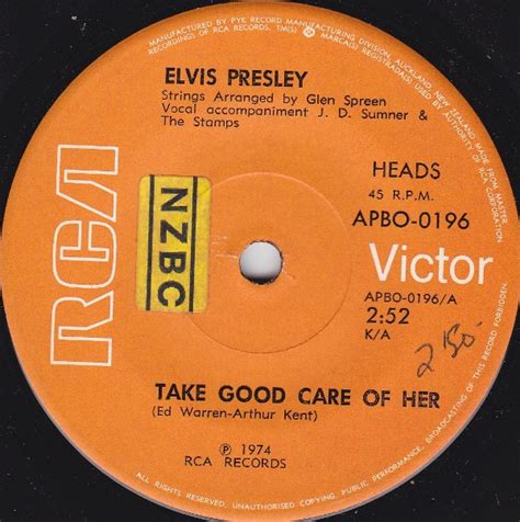 Elvis Presley - Take Good Care Of Her (1974, Vinyl) | Discogs