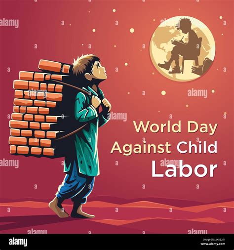 Vector Illustration Of World Day Against Child Labor Suitable For