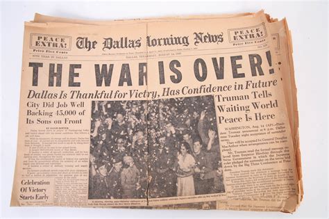 1945 Newspapers Announcing The End Of Wwii Ebth