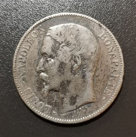 5 francs en argent Louis Napoléon Bonaparte tête nue République