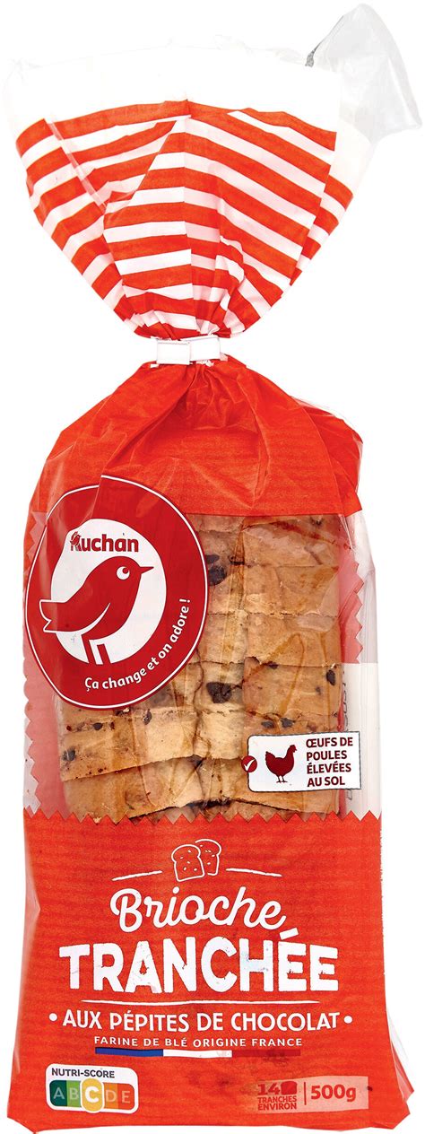 Brioche tranchée aux pépites de chocolat 500g Auchan 0 5 kg