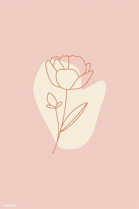 Flower Line Art On Pink Background Vector Premium Image By Rawpixel