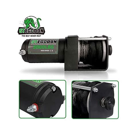 STEGODON 3000 Lb Load Capacity Electric Winch 12V Synthetic Rope Winch