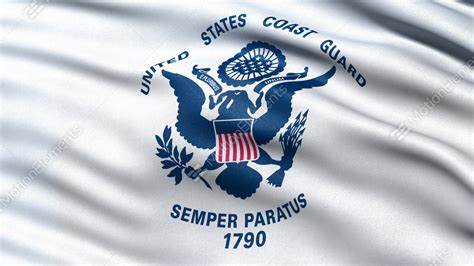 4K United States Of America Coast Guard Flag Waving In The Wind Stock