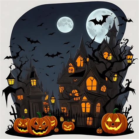 Premium Ai Image Halloween Background With Pumpkins In A Cemetery