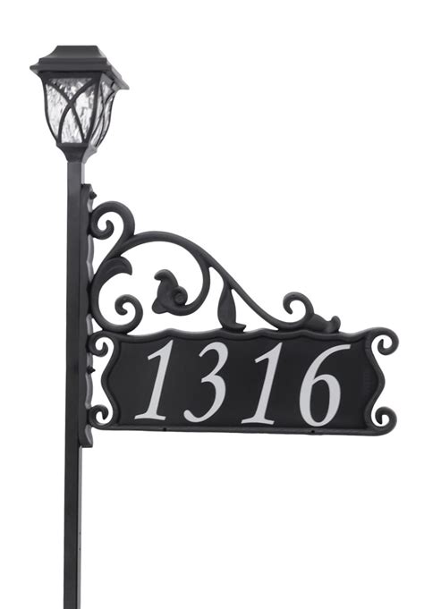 Address America Usa Handcrafted Outdoor Home Double Sided Reflective House Number Post With Led