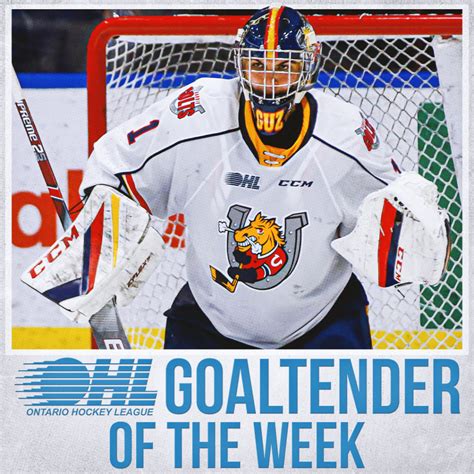 Mack Guzda Named Ohl Goaltender Of The Week Barrie Colts