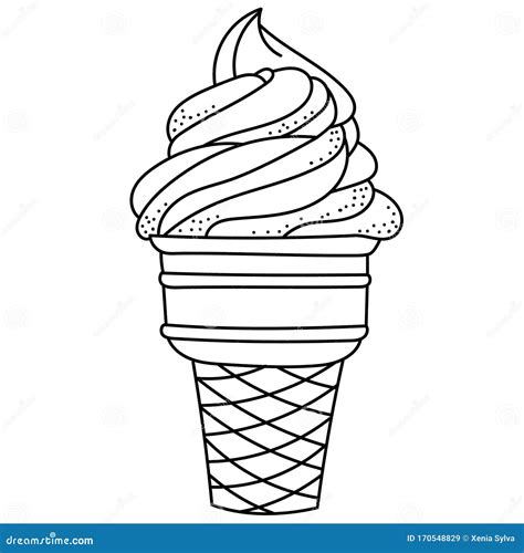 Helado De Dibujo Manual Ilustración Vectorial En Blanco Y Negro