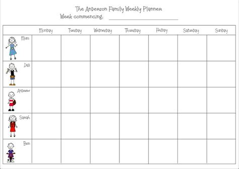 Weekly Family Planner Calendar | Weekly family planner, Family planner ...