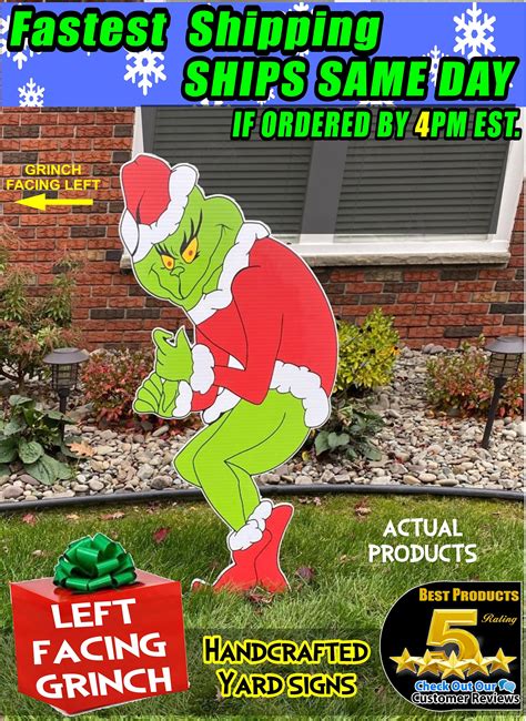 Huge Grinch Stealing Christmas Lights Left Facing Grinch Etsy