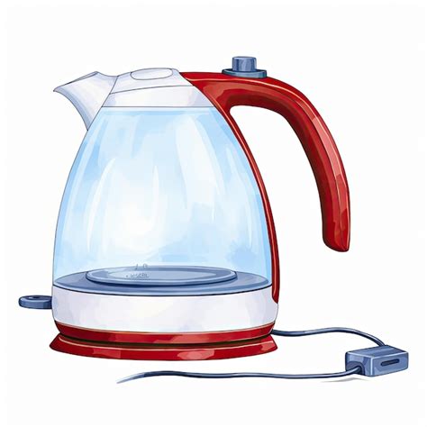 Premium Photo | A drawing of a red and white electric kettle with a red ...