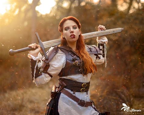 Larp Female Armor The Witcher Cosplay Brown Costume Leather Etsy