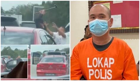 Lelaki Warga Singapura Gaduh Guna Tongkat Di Lebuh Raya Didenda Rm