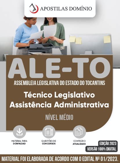 Apostila ALE TO 2023 Técnico Legislativo Assistência Administrativa