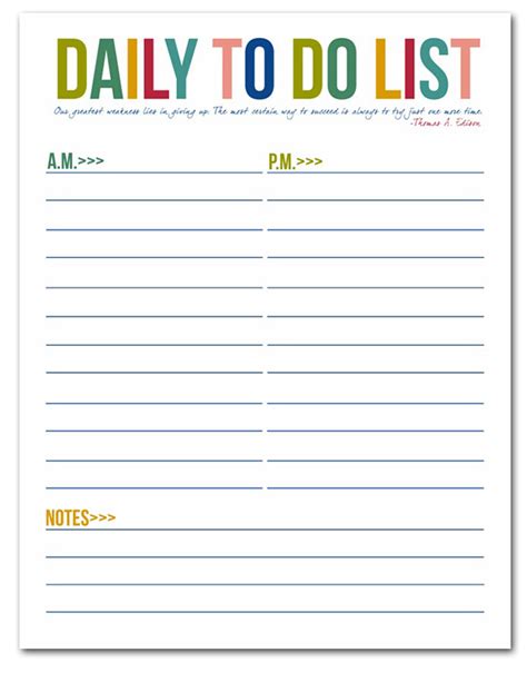 Daily Things To Do List Free Printable