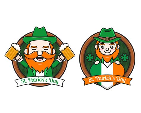 set of saint patrick's day with cute leprechaun logo 7106314 Vector Art at Vecteezy