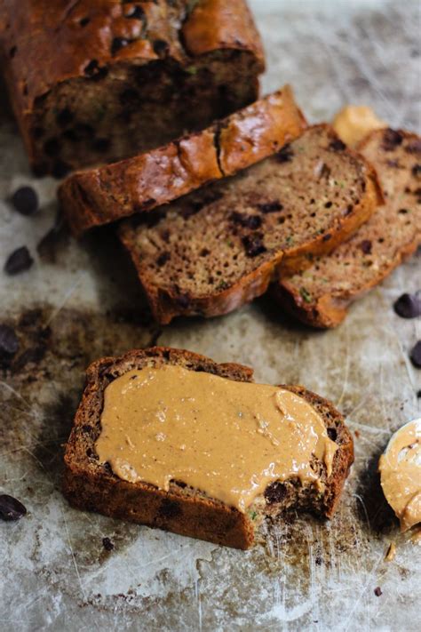 Grain Free Healthy Peanut Butter Zucchini Bread W Chocolate Chips Two